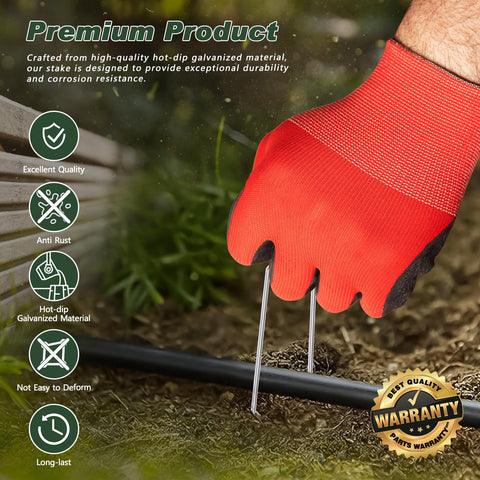 FEED GARDEN staple securing landscape fabric and preventing weed growth for tidy beds