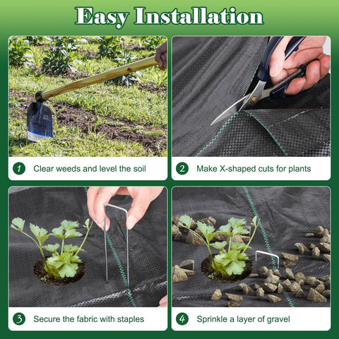 FEED GARDEN lona extendida en entrada de grava para controlar maleza