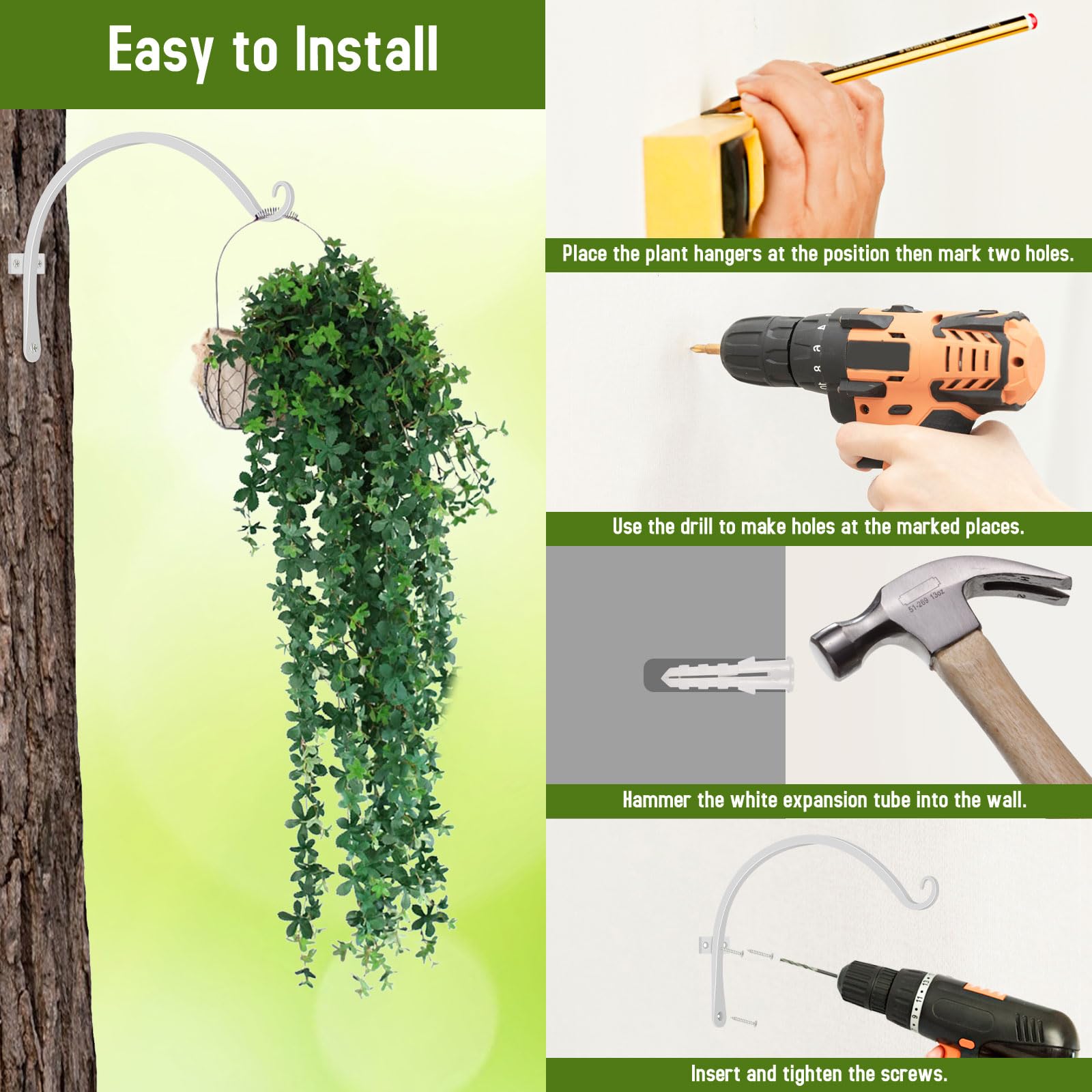 FEED GARDEN tornillos y fijaciones incluidos junto al gancho, instalación rápida