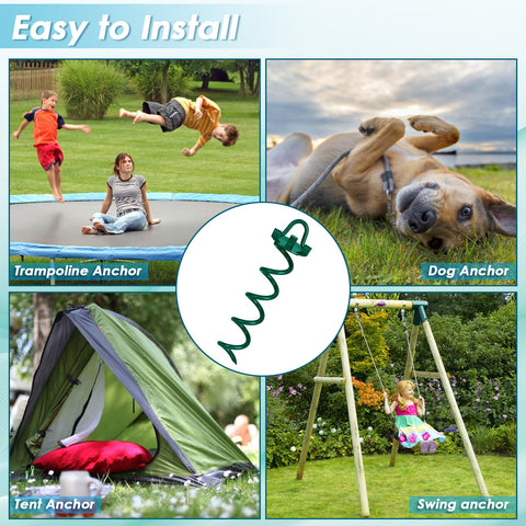FEED GARDEN anclaje sujetando trampolín en jardín para mayor seguridad en exteriores