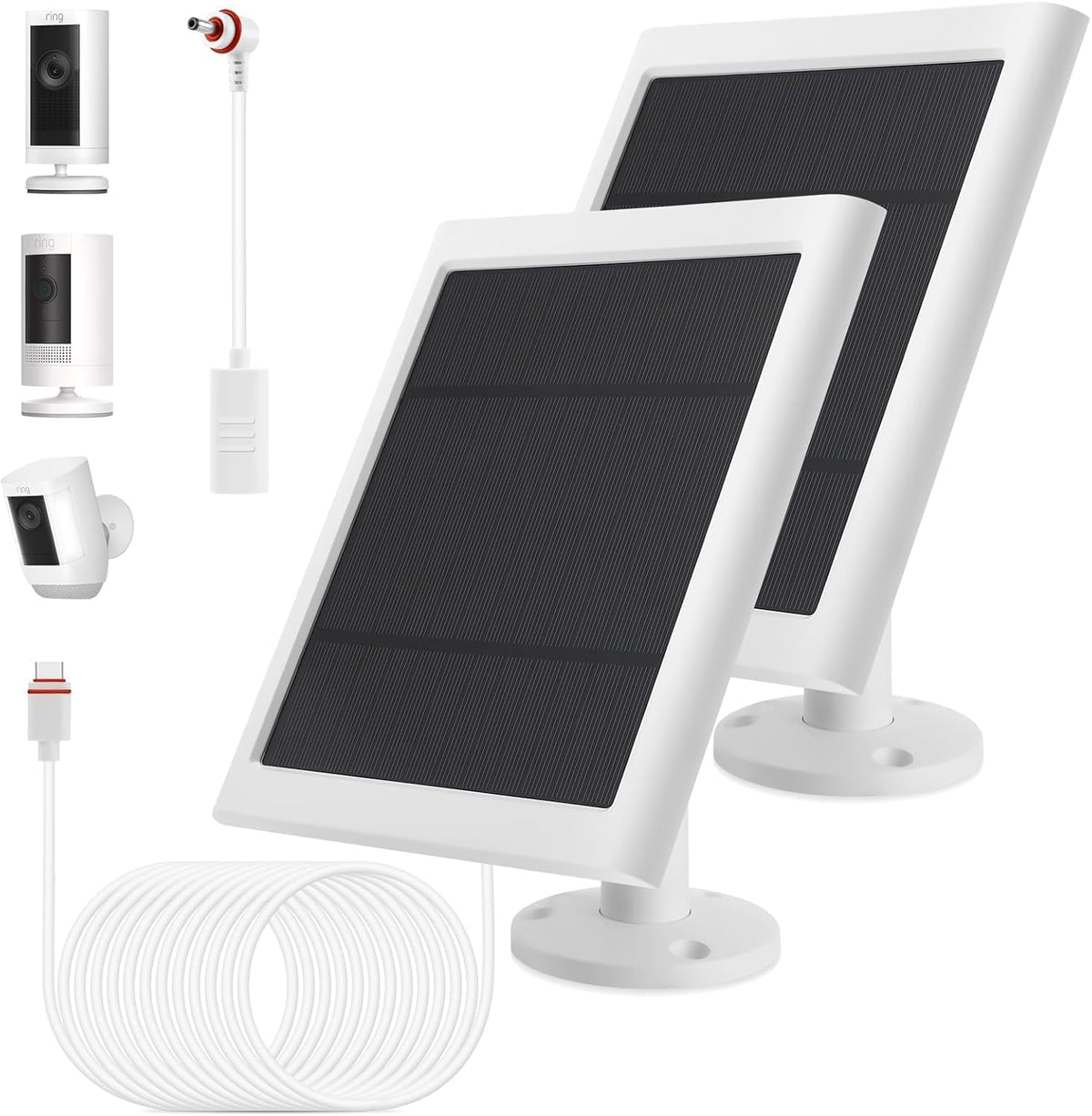 Fehuatenda panel frontal blanco mostrando diseño compacto y compatibilidad con Ring