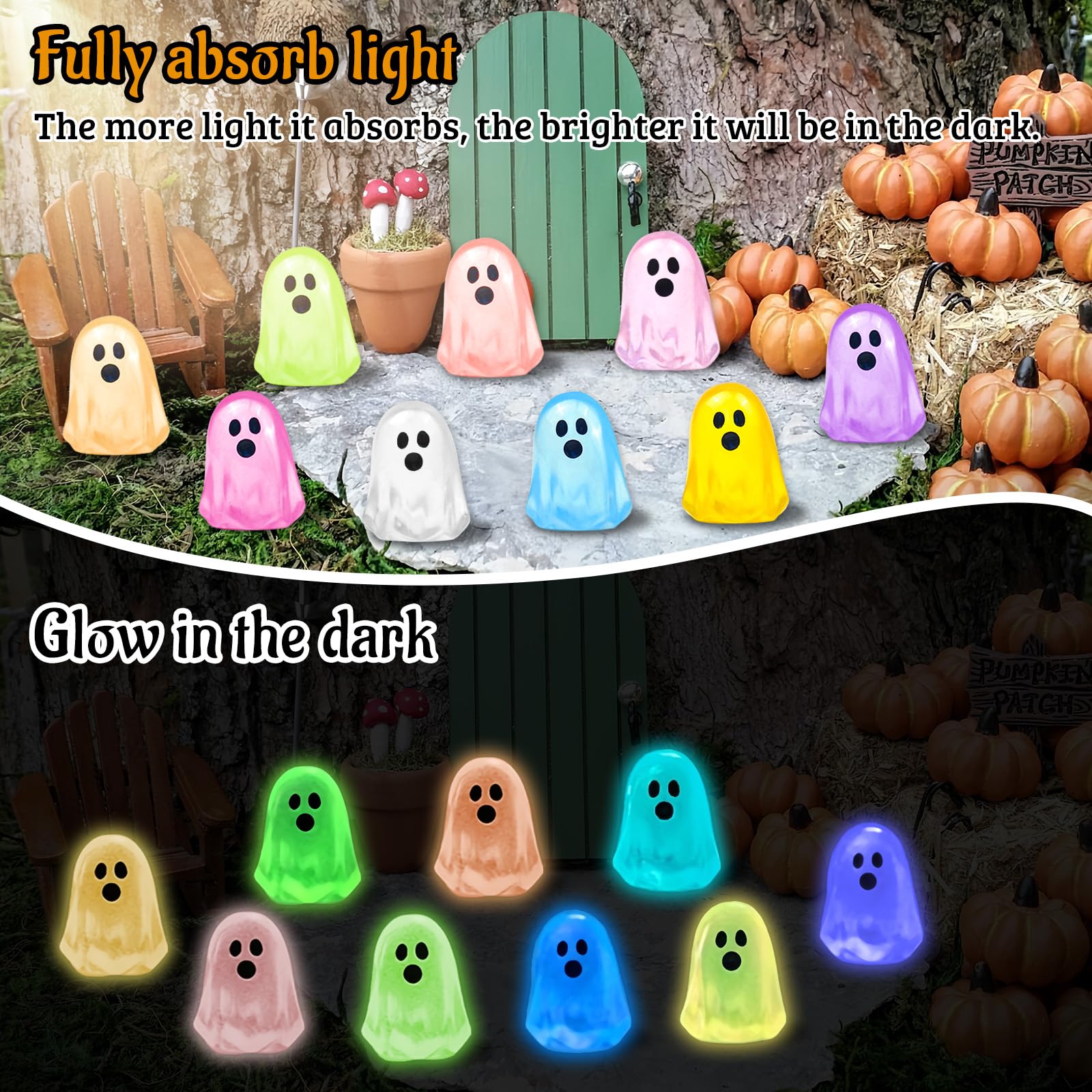 Feivando figuras fantasma brillando en la oscuridad para ambiente festivo
