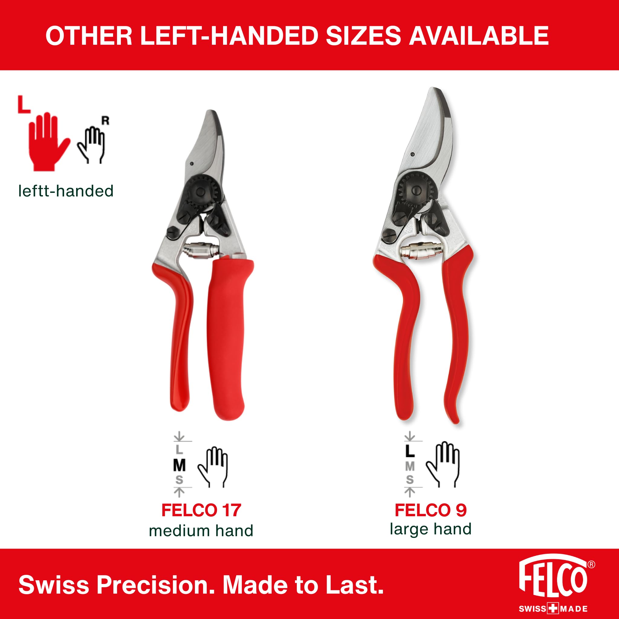 FELCO F16 podando rosas, beneficio: ergonomía para mano izquierda