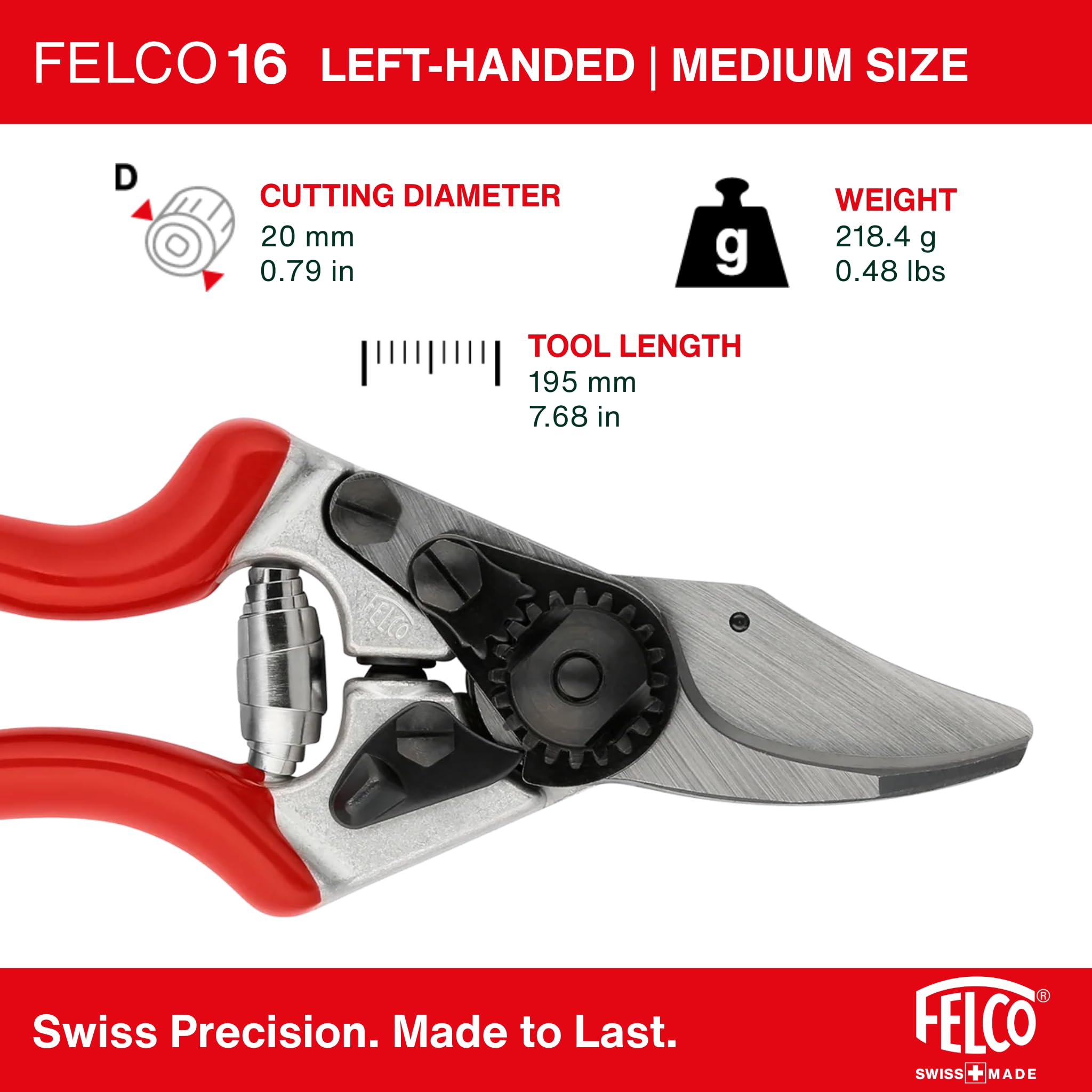 FELCO F16 mango de aluminio forjado, beneficio: ligereza y resistencia