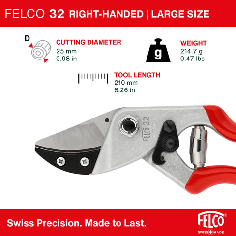 FELCO F32 yunque curvo de latón ajustable para ramas duras