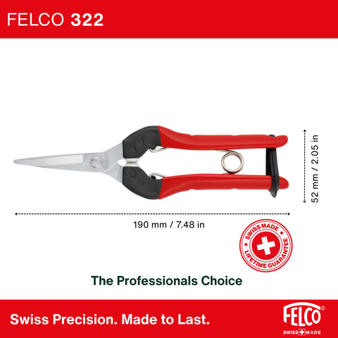 FELCO F322 podando rama ilustrando control y limpieza de corte