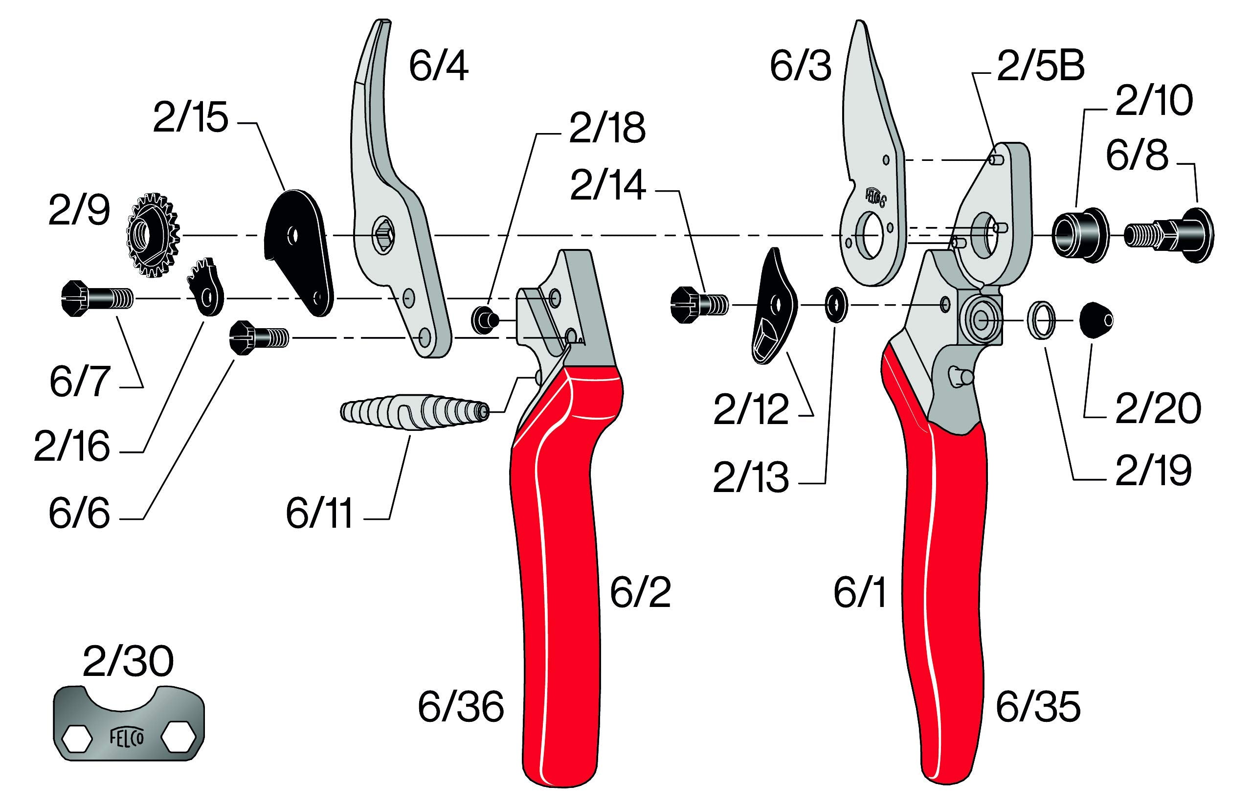 FELCO F6 mangos de aluminio forjado que ofrecen durabilidad ligera