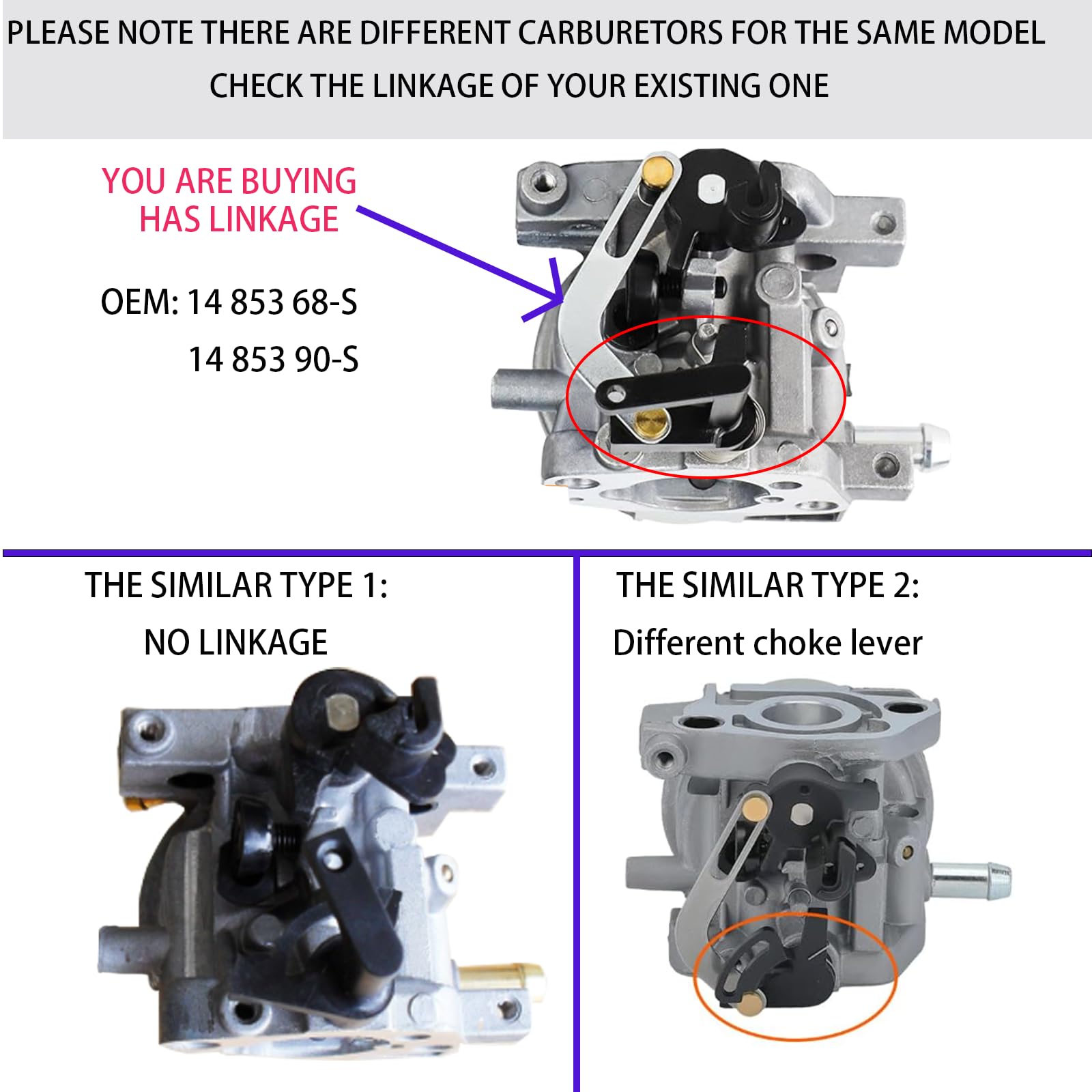 Ferilter detalle del linkage superior del carburador, verifica compatibilidad