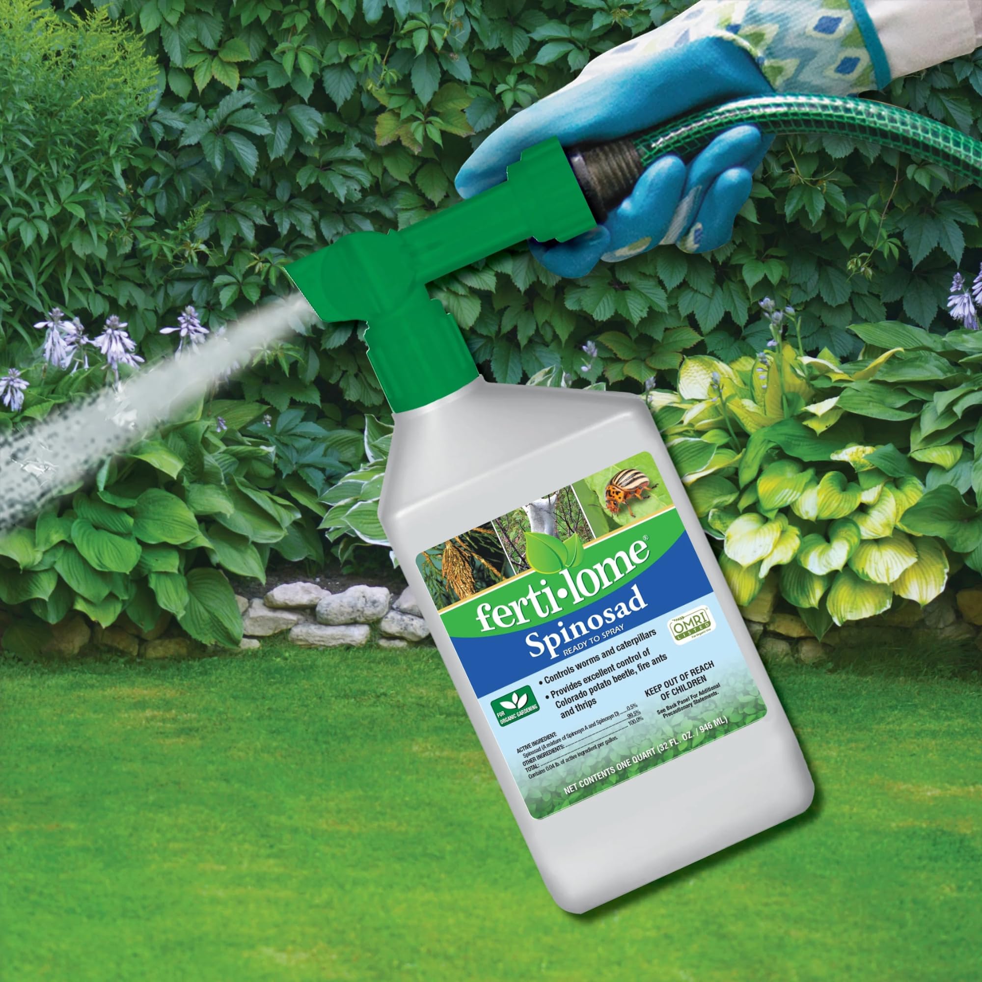 ferti-lome spray en uso sobre hojas, controla plagas y protege cultivos