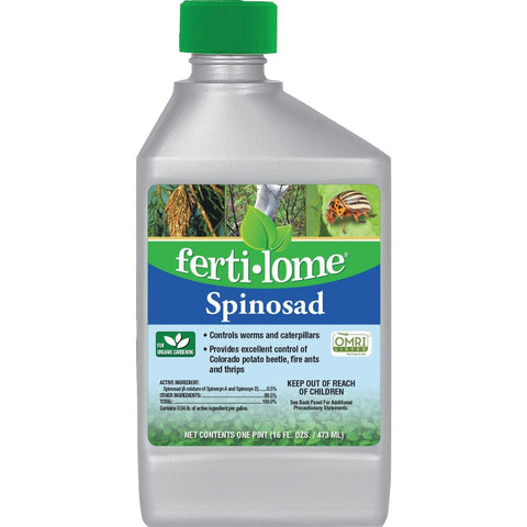 ferti-lome botella frontal del concentrado spinosad con instrucciones visibles