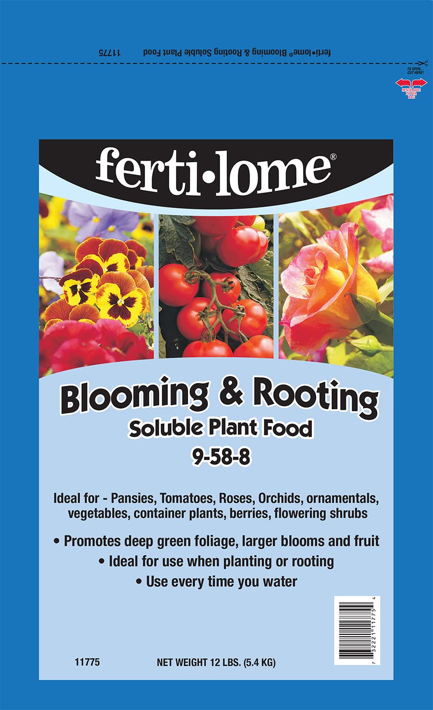 ferti-lome empaque frontal de 9-58-8 mostrando etiqueta y beneficios para floración