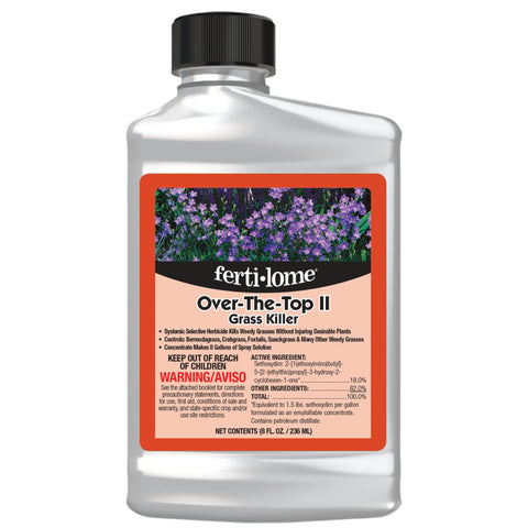 fertilome envase frontal mostrando 8 oz y beneficios de control de pasto