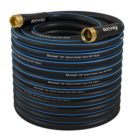 FEVONE manguera 50 ft frontal mostrando longitud y color, facilidad de almacenamiento