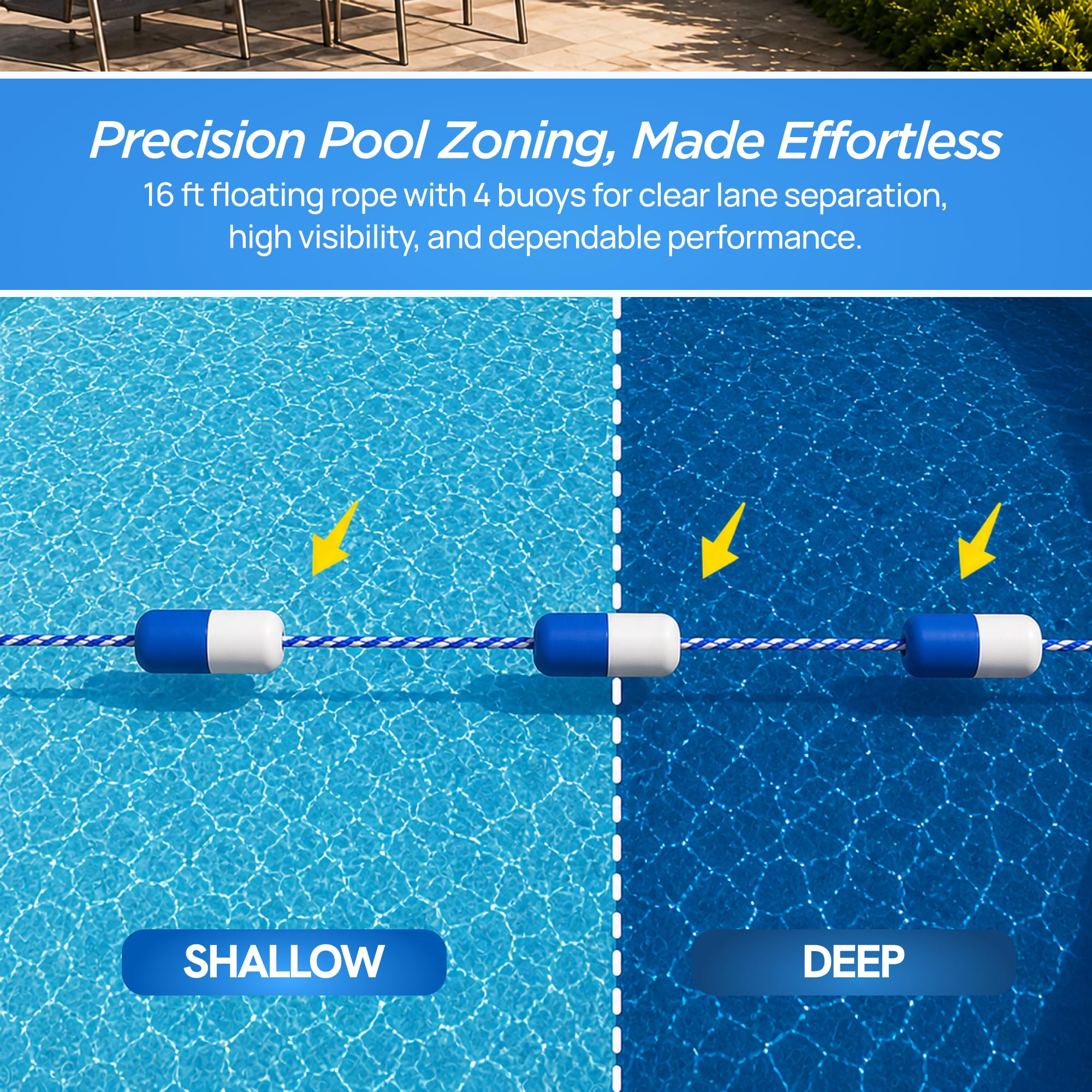 FibroPool detalle de boya integrada, mejora visibilidad en el agua