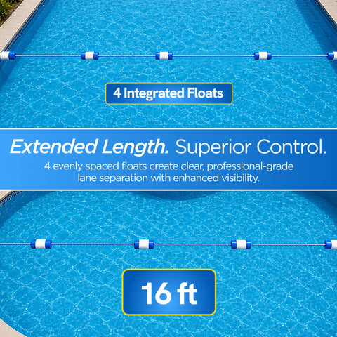 FibroPool cuerda instalada en piscina, separa zonas de nado y juego