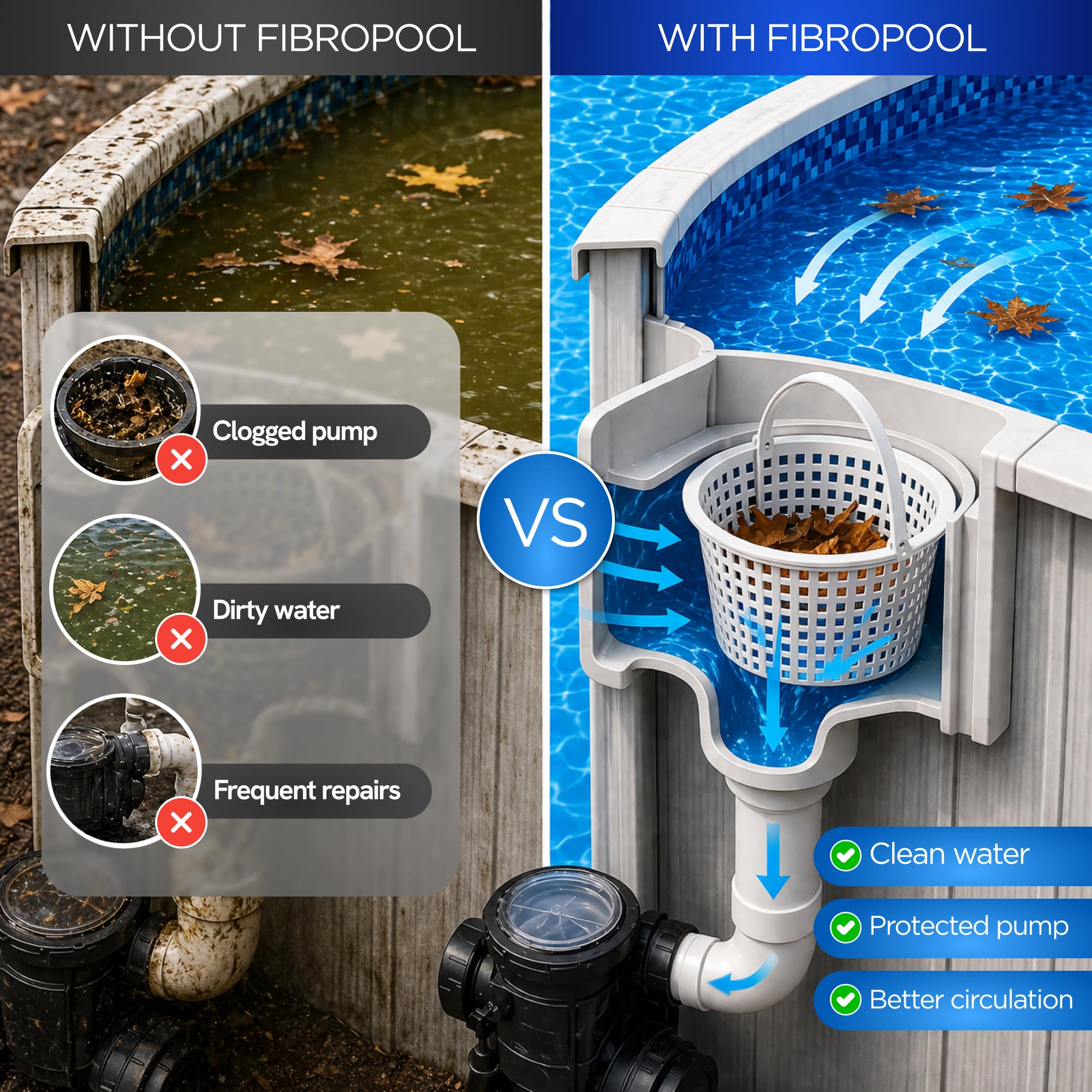 FibroPool textura del plástico durable, resistencia a químicos