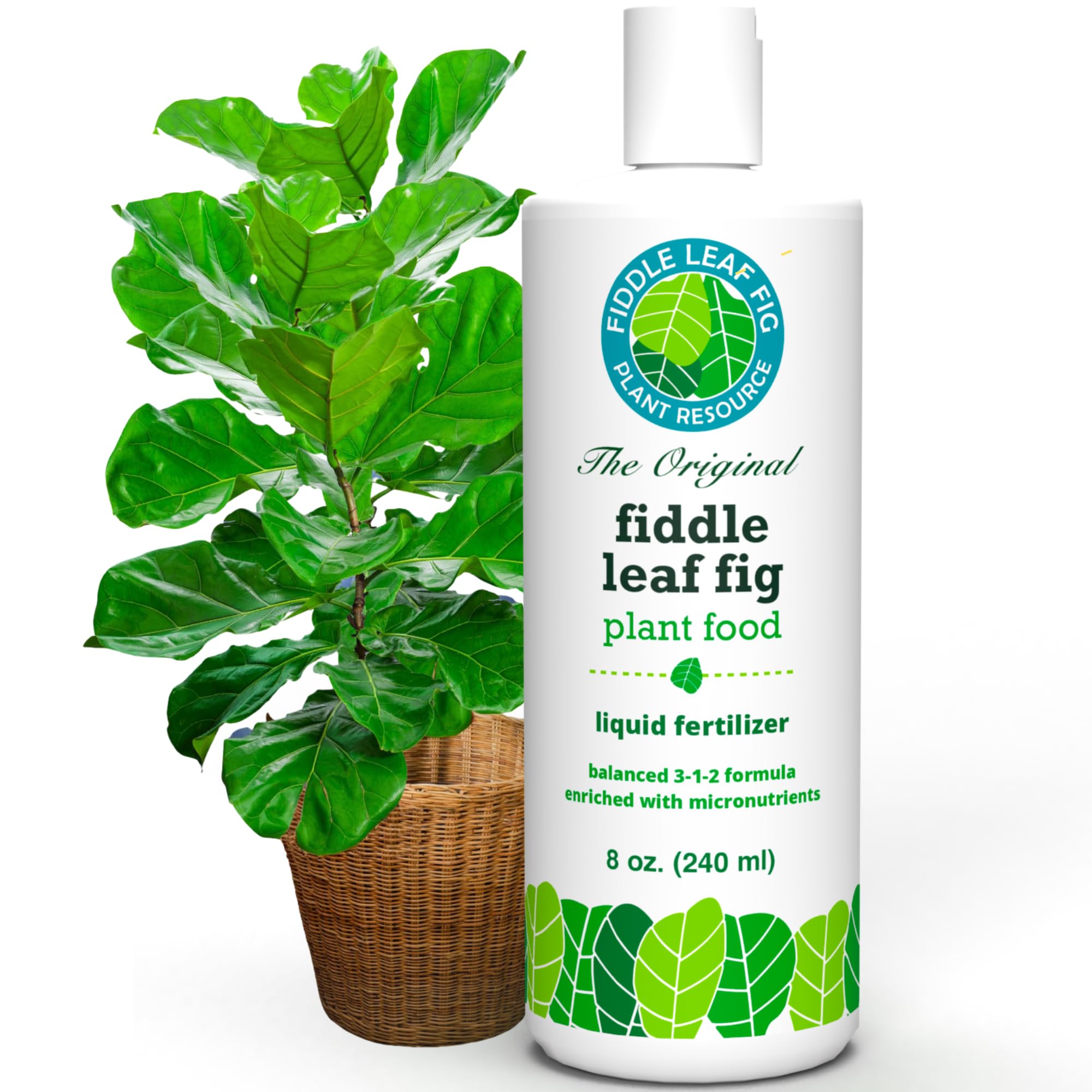 Fiddle Leaf Fig Plant Food frontal mostrando envase y etiqueta, fácil identificación
