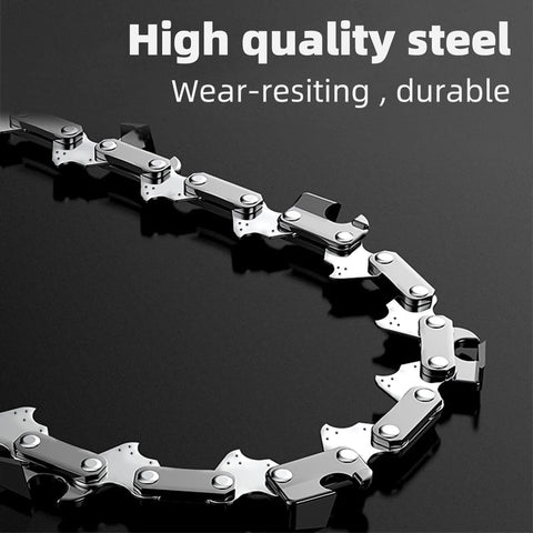 Fifchall primer plano del diente cromado mostrando corte uniforme y durabilidad