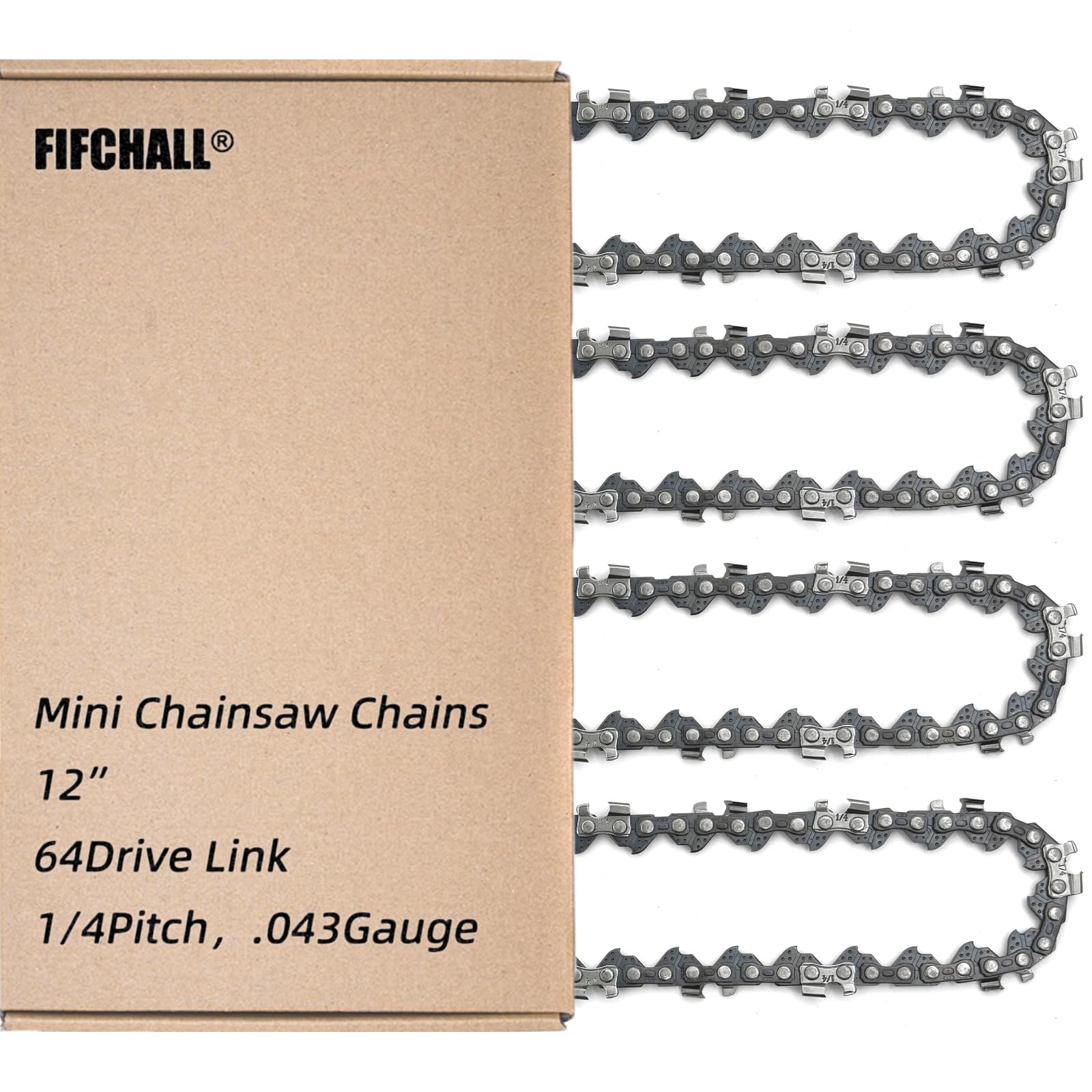 Fifchall vista frontal del empaque mostrando 4 cadenas y compatibilidad, facilita compra adecuada