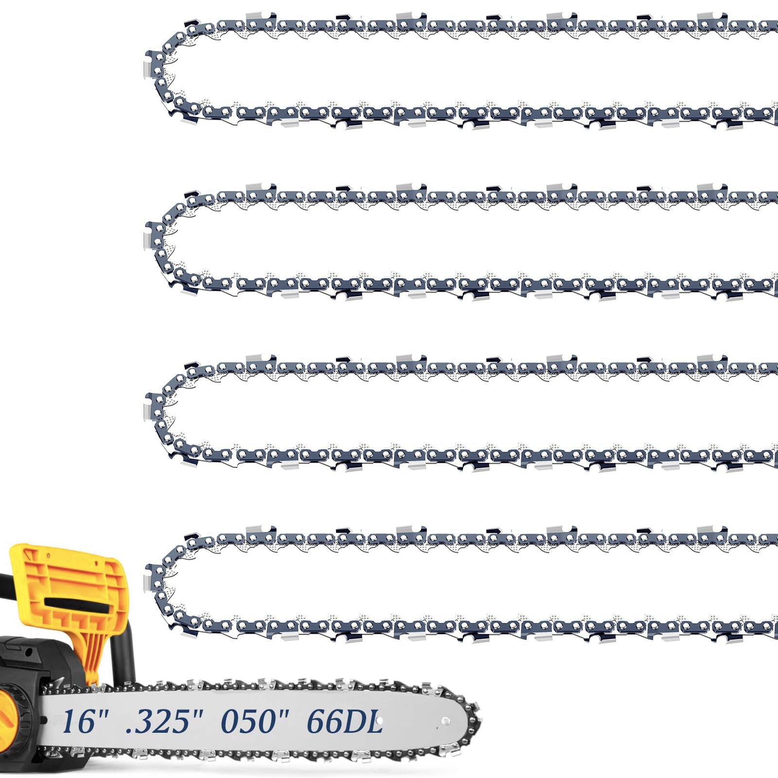 Fifchall paquete frontal de 4 cadenas de 16 pulgadas mostrando embalaje y cantidad