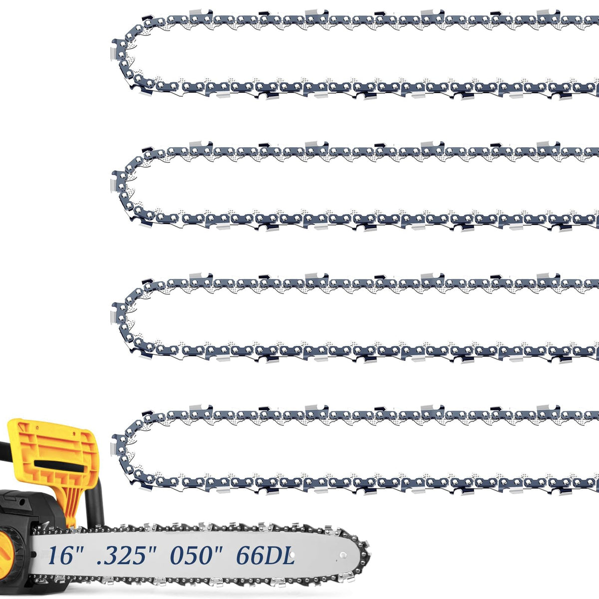 Fifchall paquete frontal de 4 cadenas de 16 pulgadas mostrando embalaje y cantidad