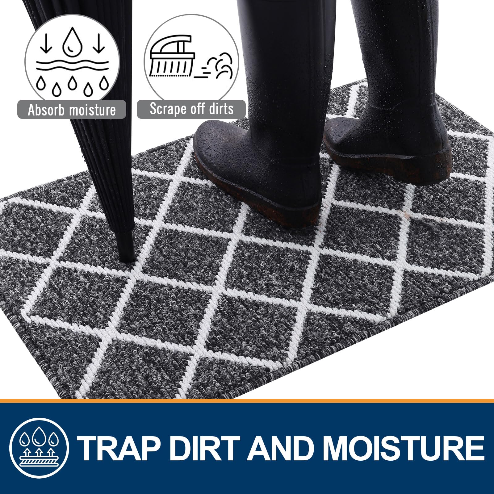 Detalle de fibra Finchitty resistente que absorbe agua y limpia zapatos