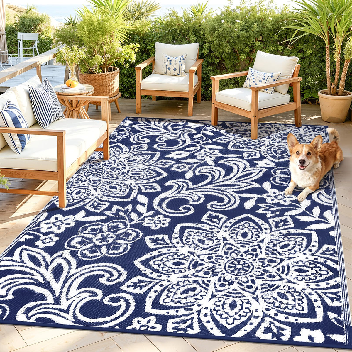 Findosom vista frontal navy, aspecto decorativo y resistente