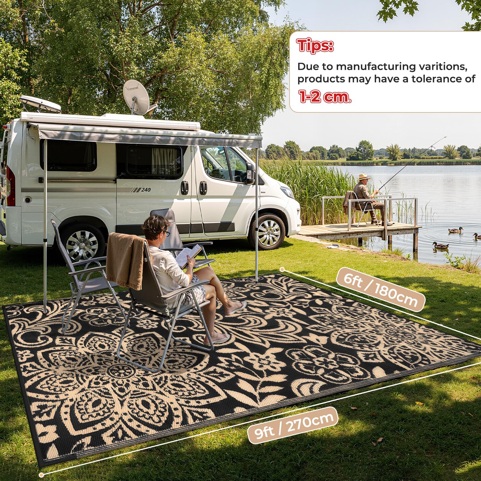 Findosom alfombra reversible mostrando la otra cara decorativa y versatilidad