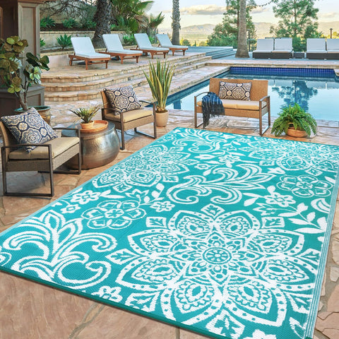 Findosom comparación de la alfombra 6'x9' junto a mobiliario para apreciar escala real
