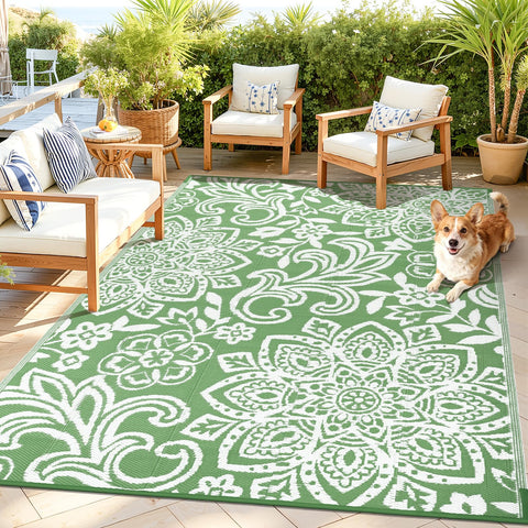 Findosom vista frontal de alfombra exterior, mejora la estética del patio