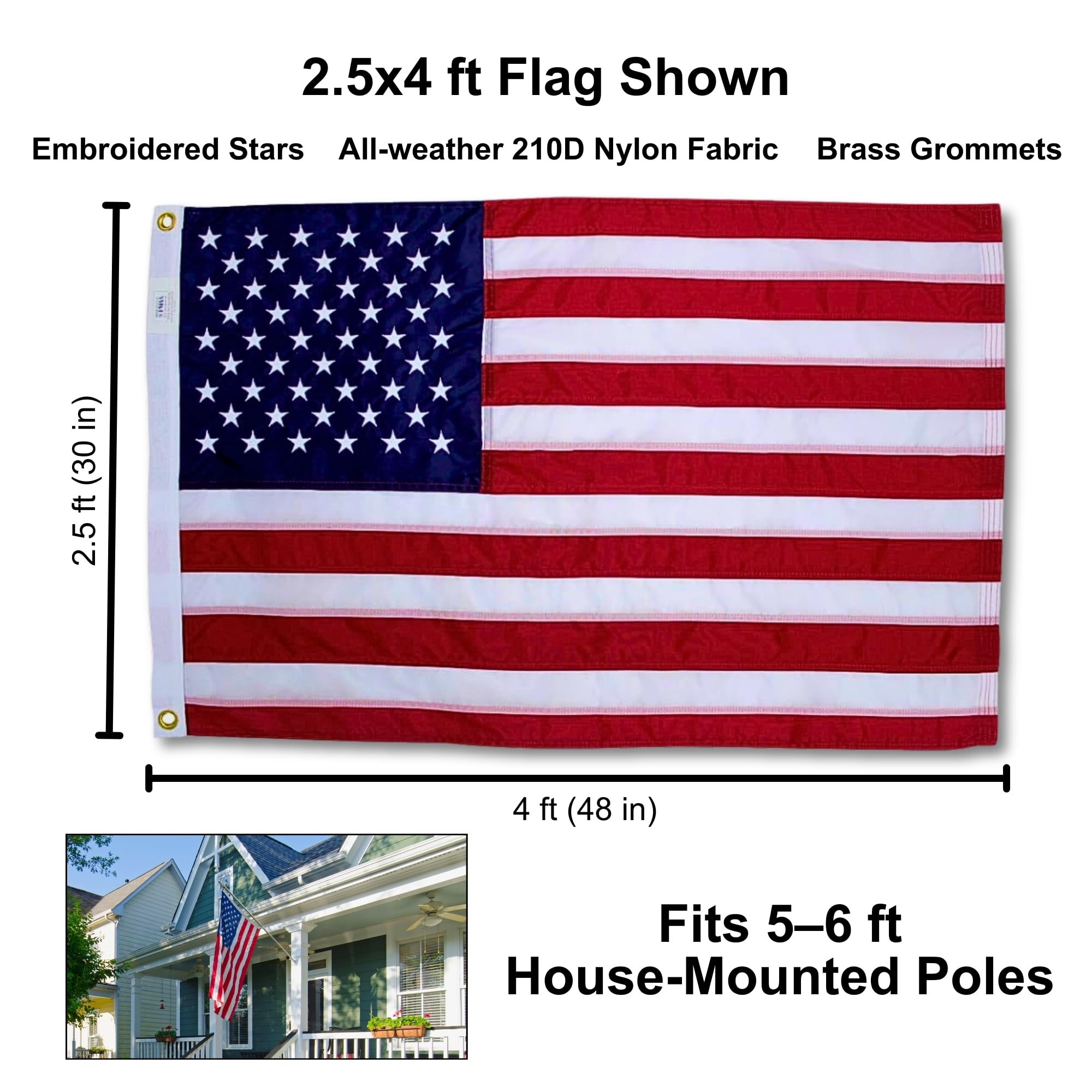 Fine Line Flag cabecilla engrosada y grommets de latón listos para montaje seguro