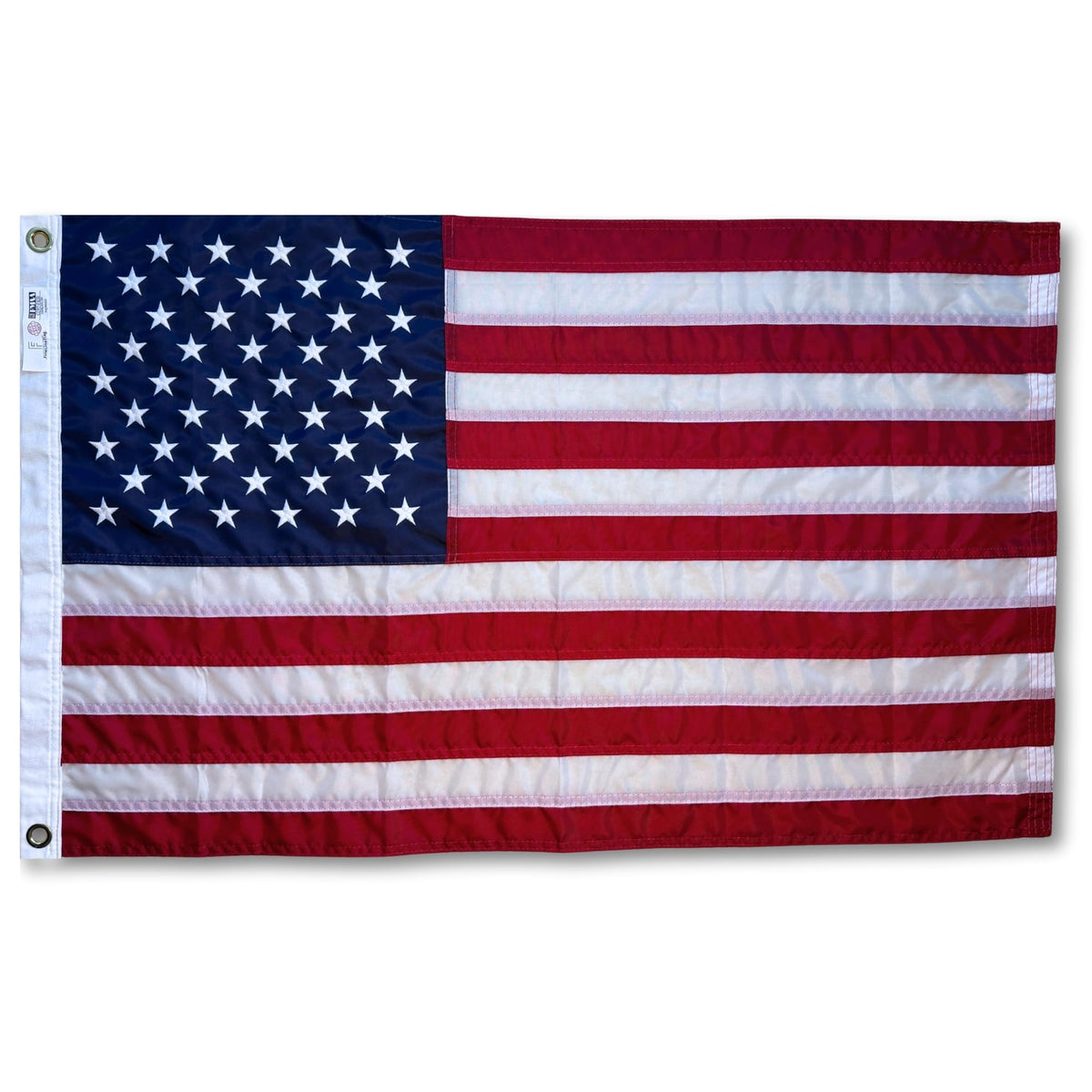 Fine Line Flag frontal del empaque mostrando bandera lista para izar