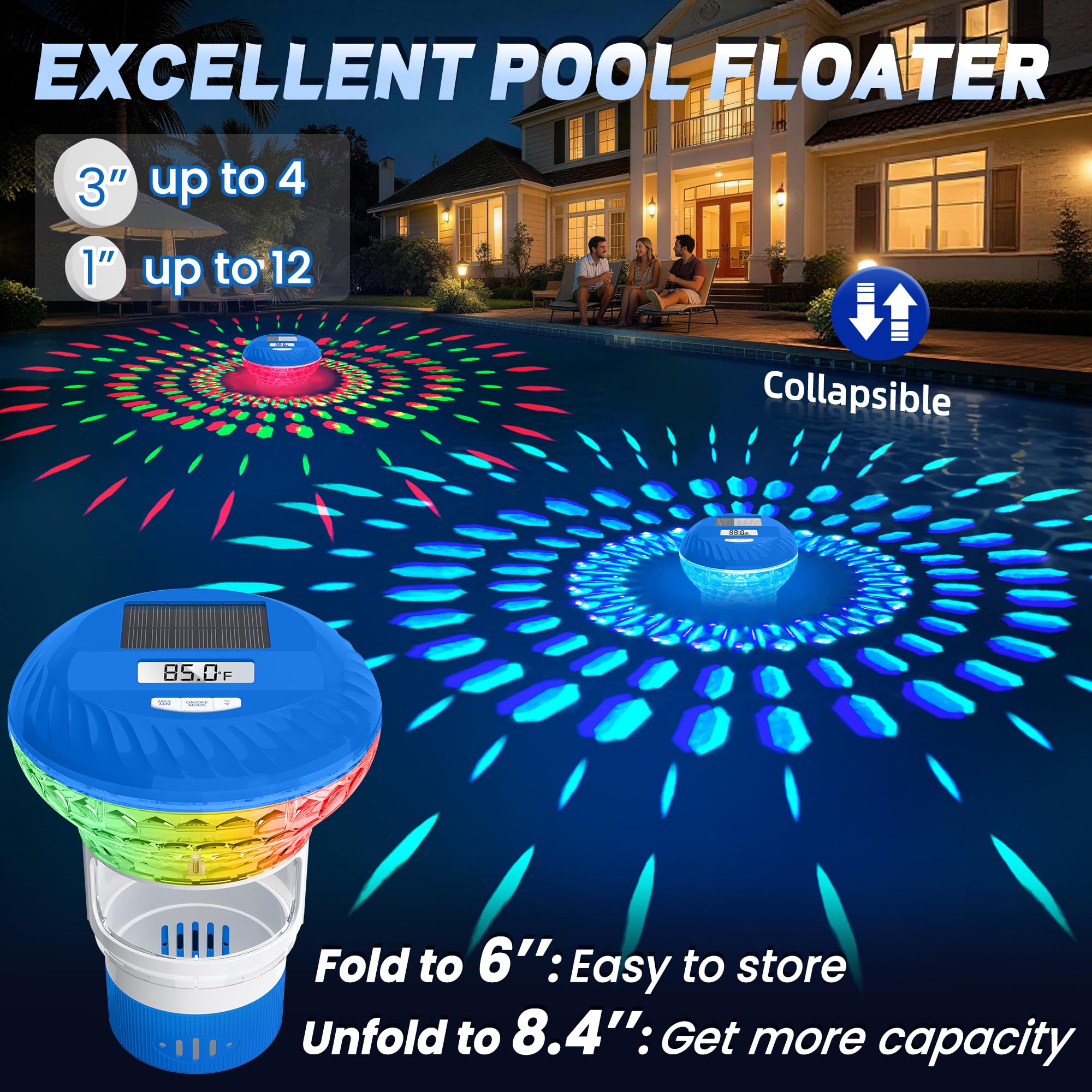 FineBud luces solares encendidas creando ambiente nocturno