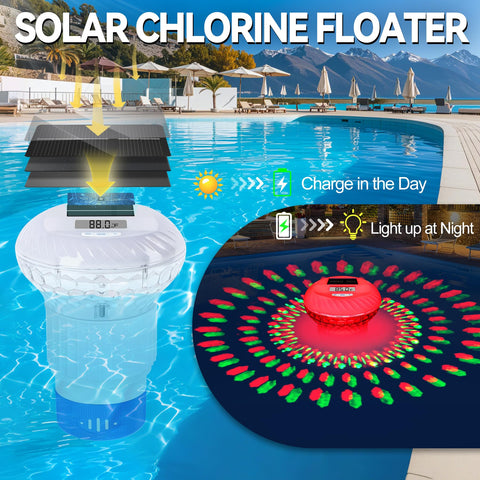 FineBud luces solares multicolor encendidas en el flotador, ambiente atractivo