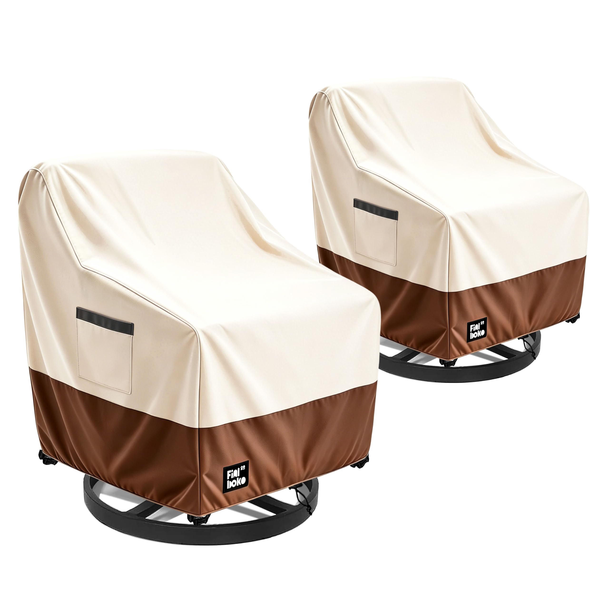 Finiboko vista frontal de dos fundas protegiendo sillones, durabilidad