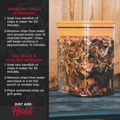 Fire & Flavor astillas dentro de una caja ahumadora listas para generar humo