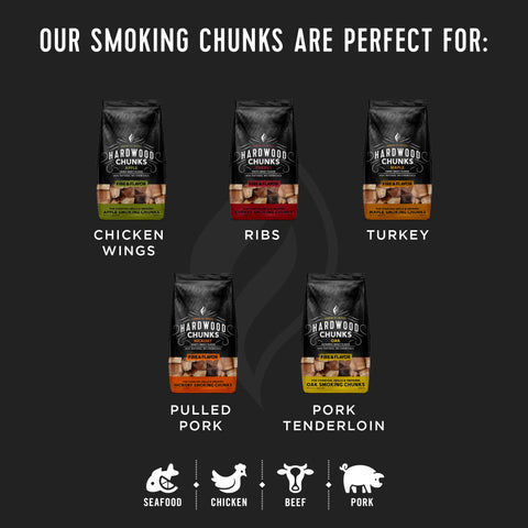 Fire & Flavor trozos en mano para comparar tamaño y larga combustión