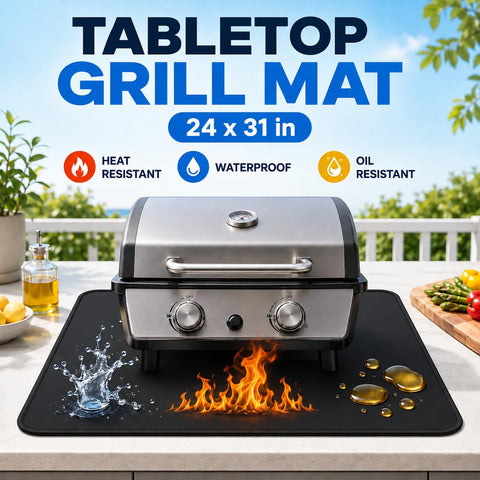 Firewess tapete bajo parrilla Blackstone protegiendo la superficie de calor