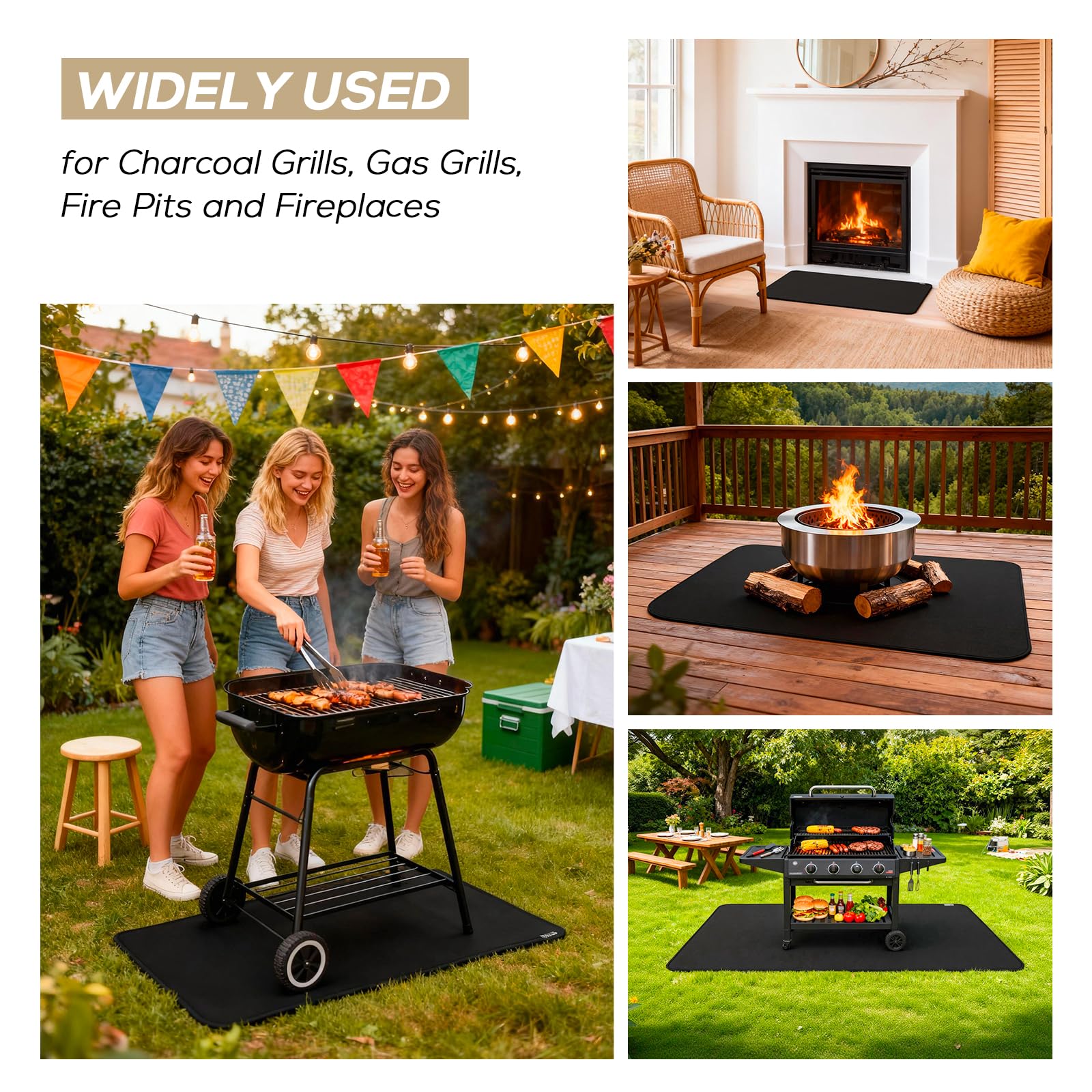 FIREWESS manta bajo parrilla en uso, seguridad adicional