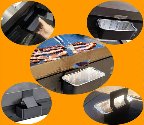 Firsgrill vaso colocado en una plancha Blackstone facilitando vaciado seguro