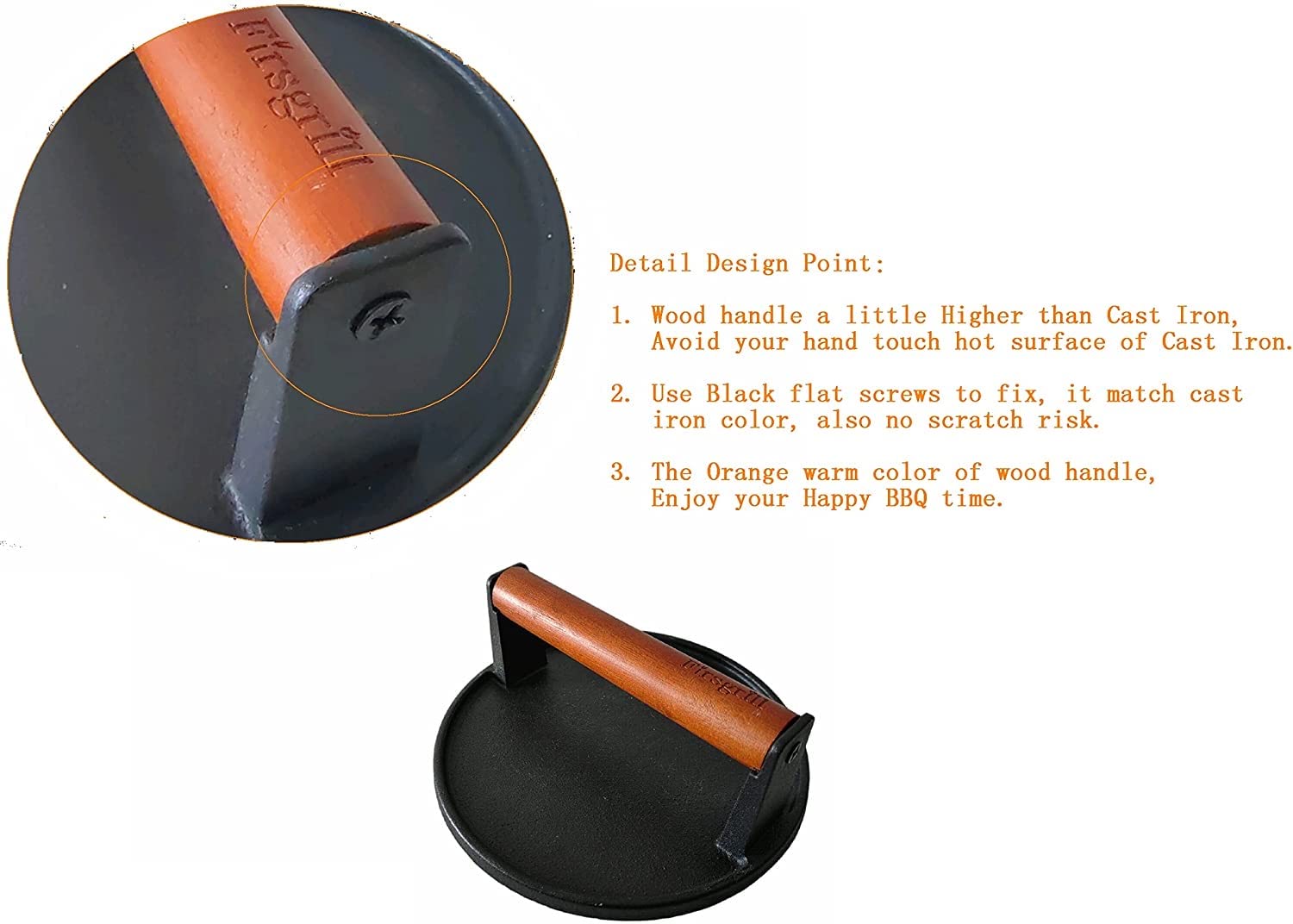 Firsgrill detalle del hierro fundido resaltando textura y durabilidad para calor