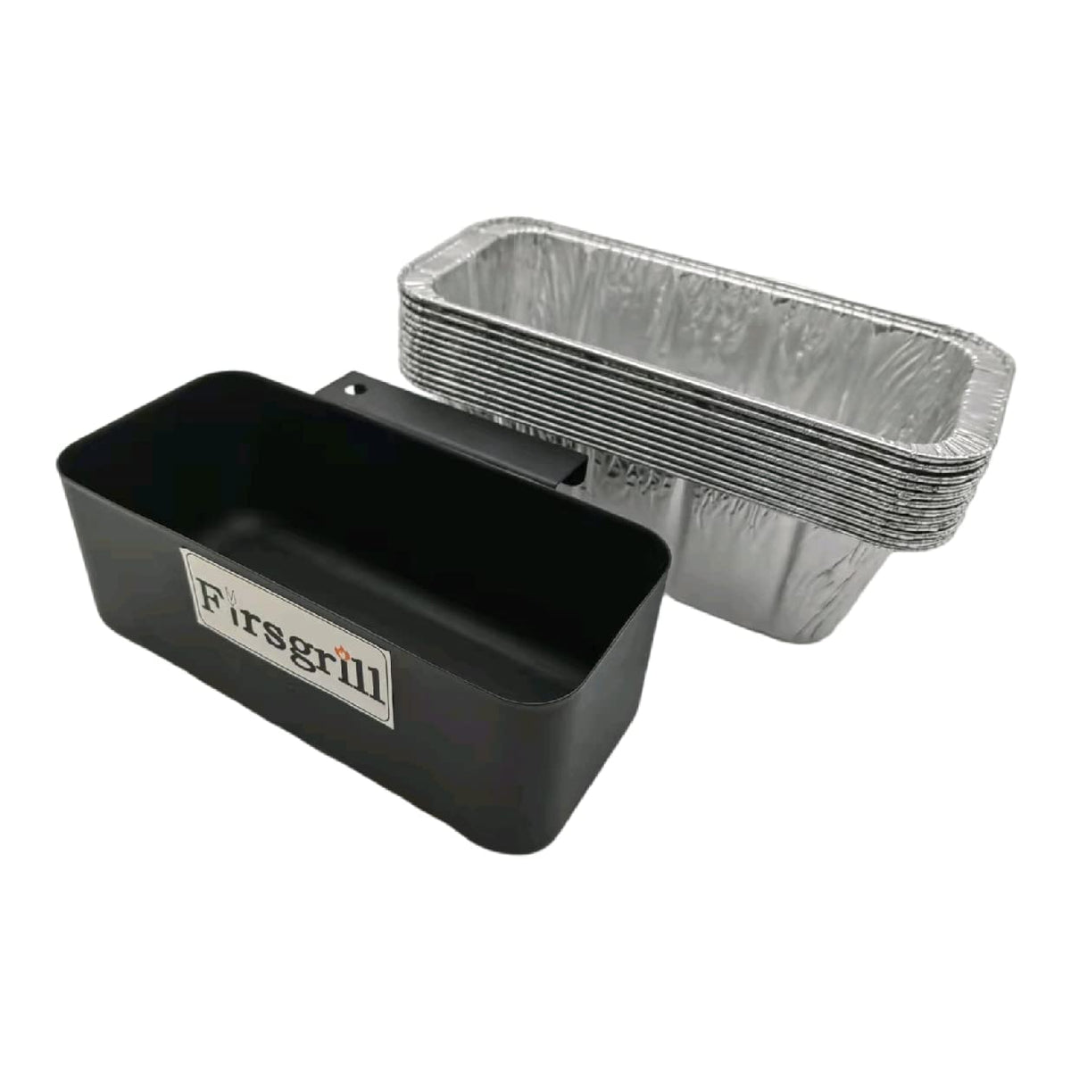 Firsgrill vista frontal del vaso recogegrasa con diseño robusto y fácil acople