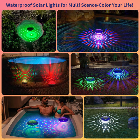 FirstE luz flotando en piscina realza ambiente nocturno festivo