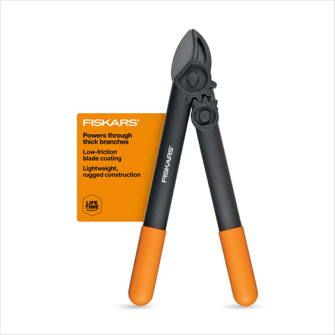 Fiskars vista frontal de tijeras anvil mostrando diseño robusto y ligera