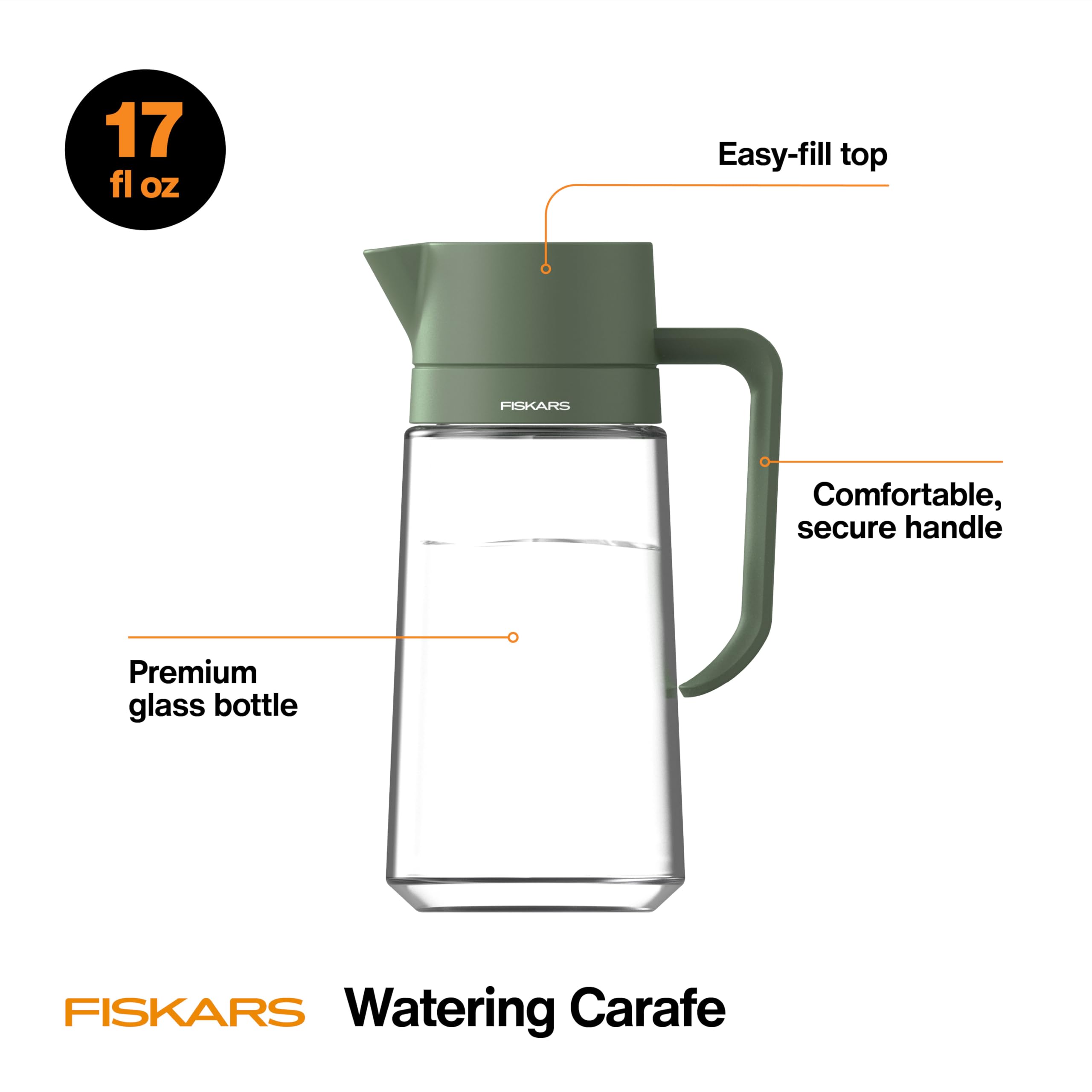 Fiskars primer plano del pico preciso que evita salpicaduras
