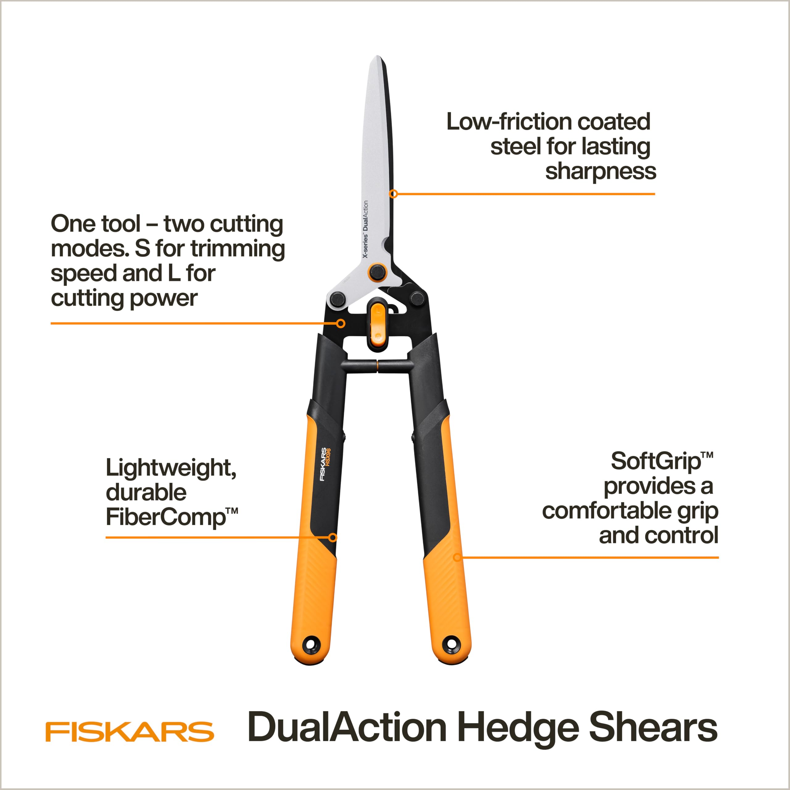 Fiskars detalle de filos de acero con recubrimiento para cortes más limpios