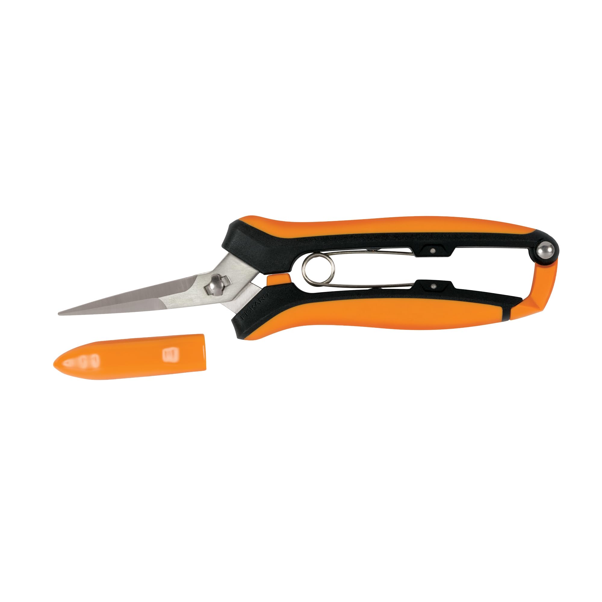 Fiskars tijeras podar frontal mostrando diseño compacto y precisión
