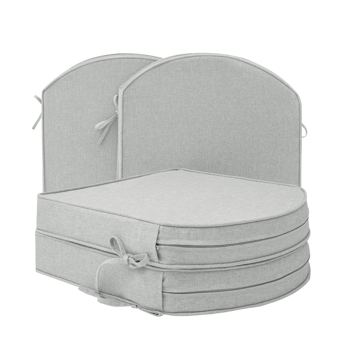 Fitfree vista frontal del cojín D-shape mostrando ajuste y color gris claro