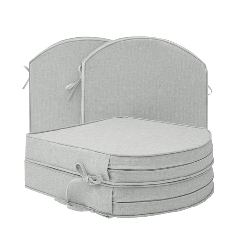 Fitfree vista frontal del cojín D-shape mostrando ajuste y color gris claro