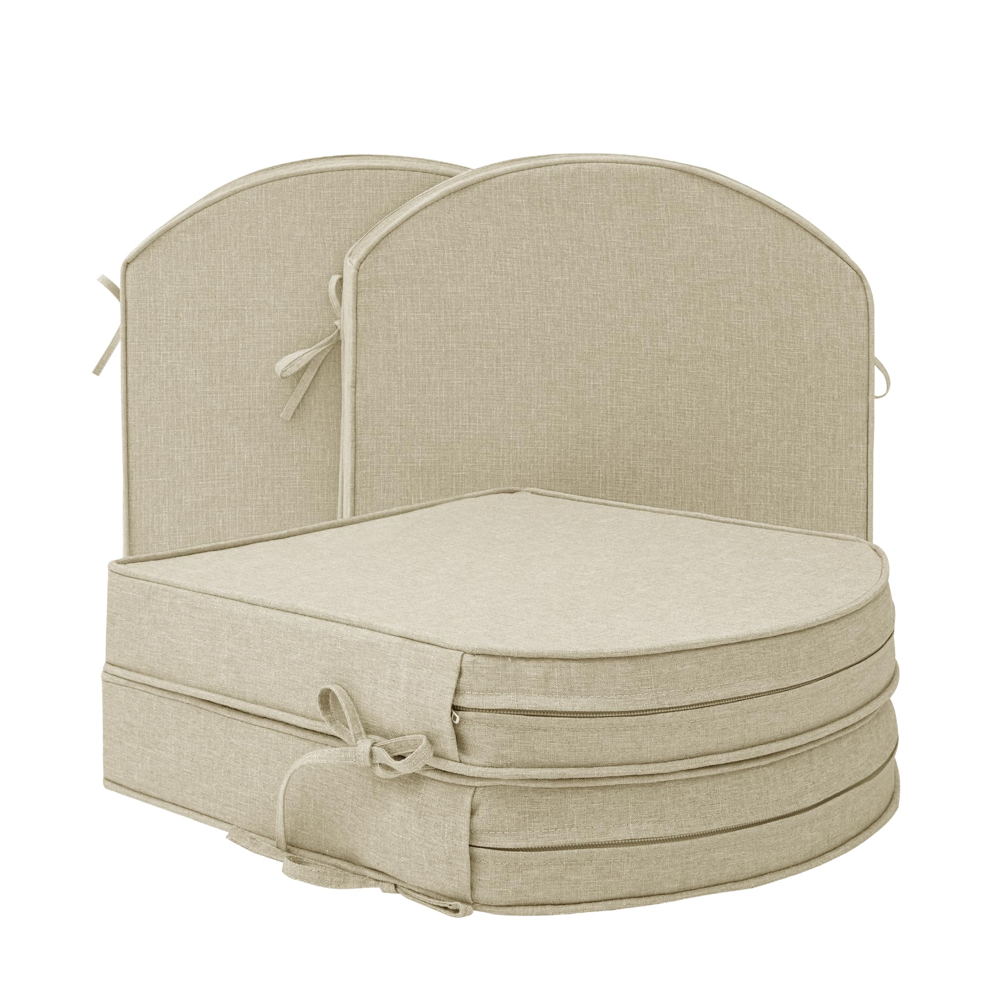 Fitfree vista frontal del paquete de cojines beige, aspecto profesional y protección